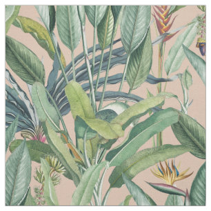 Tissu Green Tropical Jungle Banana Tree Strelitzia