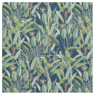 Tissu Green Tropical Jungle Banana Tree Strelitzia