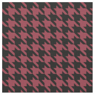 Tissu Grenat et pied-de-poule noir