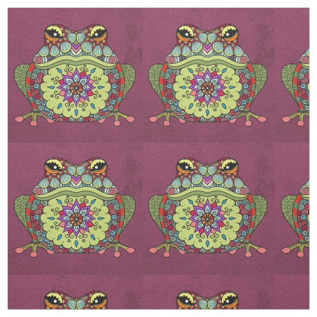 Tissu Grenouille ornée de bijoux sur le pourpre (Échantillon)