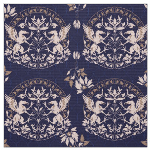 Tissu Griffin noir debout avec patte de fleurs DO-IT-YOU