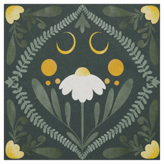 Tissu Grille de fleur de lune | Vert forêt foncé