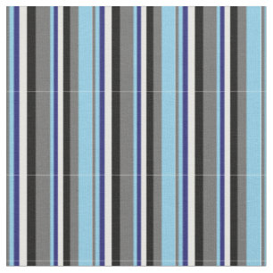 Tissu Gris, bleu ciel, bleu nuit, blanc et noir