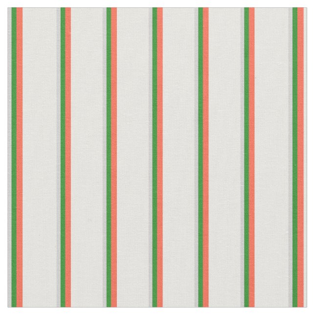 Tissu Gris clair, vert forestier, rouge et blanc Motif (Fermer)