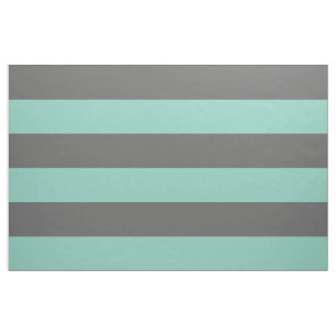 Tissu Gris de charbon de bois et larges bandes d'aqua Gr
