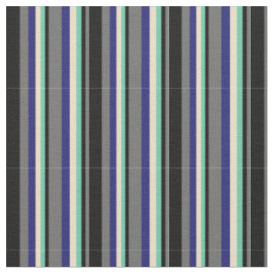 Tissu Gris Dim, Noir, Aquamarine, Bleu Tan & Minuit