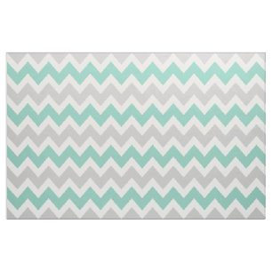 Tissu Gris et Aqua Moderne Chevron Grande échelle
