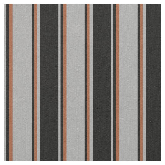Tissu Gris foncé, Noir & Sienne Motif rayé (Fermer)