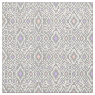Tissu Gris, lilas, corail, diamants sur le blanc