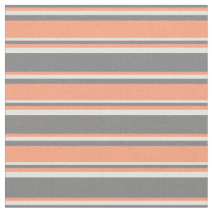Tissu Gris, Saumon clair et lignes jaune clair
