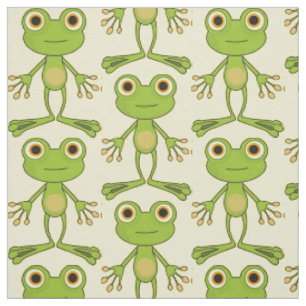 Tissu Grosses grenouilles animaux verts mignons modèle 