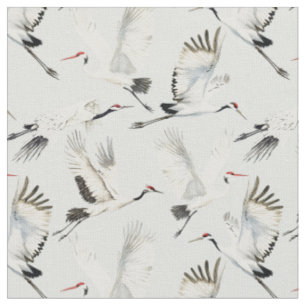 Tissu Grue blanche grand oiseau salon chinoiserie Orient