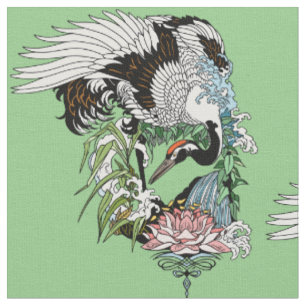 Tissu Grue japonaise dans le jardin
