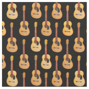 Tissu Guitares acoustiques classiques musicien sur noir