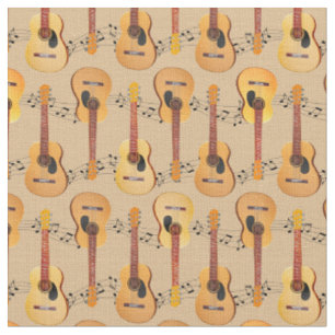 Tissu Guitares acoustiques classiques Notes musicales
