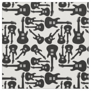 Tissu Guitares électriques Vintages Thème de musique n