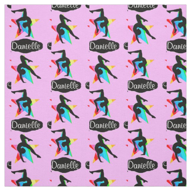 TISSU GYMNASTIQUE PERSONNALISÉ ROSE RAINBOW STAR (Échantillon)