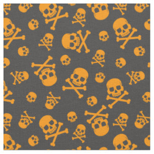 Tissu Halloween à crâne et aux os croisés