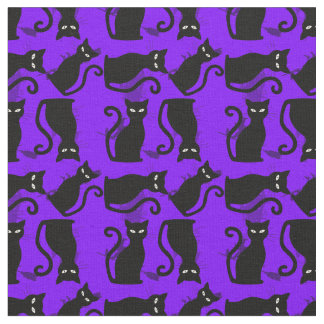 Tissu halloween chat noir sorcière violet