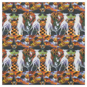 Tissu Halloween Citrouille à la sorcière blanche Kitty G