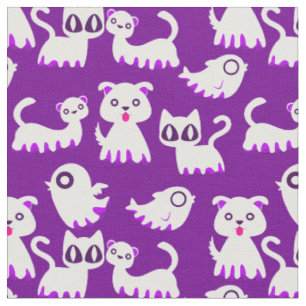 Tissu halloween fantôme chien furet violet chien