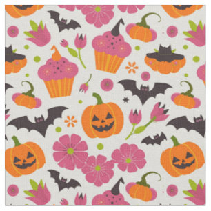 Tissu Halloween festive Cupcakes, Citrouille & chauves