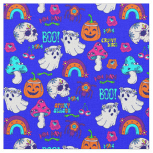 Tissu halloween groovy disco champignons effrayants