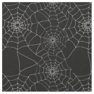 Tissu Halloween modélisé noir et blanc araignée Web
