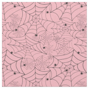 Tissu halloween toile d'araignée pastel rose spiderweb