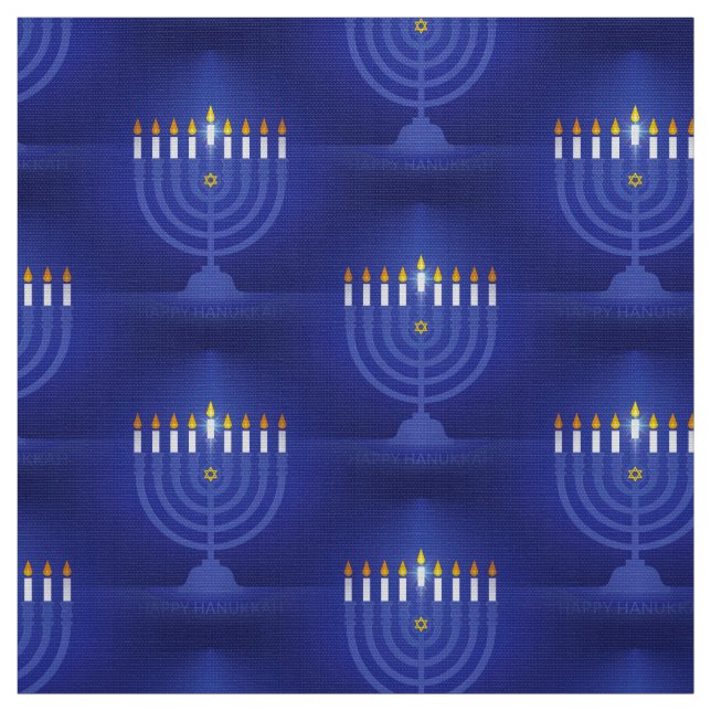 tissu hanoukka bleu heureux (Échantillon)