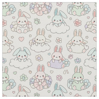 Tissu Happy Kawaii Bunny