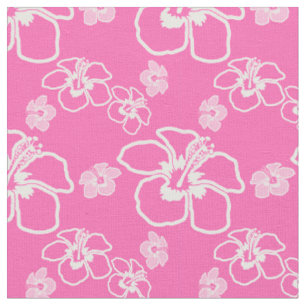 Tissu Hawaïen rose de ketmie