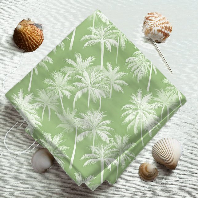 Tissu Hawaiian Palm Tree Silhouette Motif Green ID1093 (Créateur téléchargé)