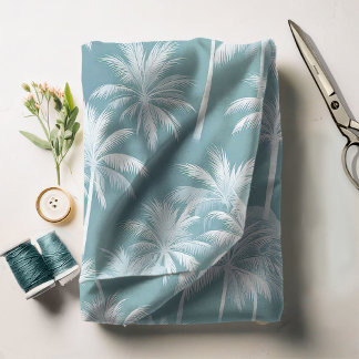 Tissu Hawaiian Palm Tree Silhouette Motif Turquoise ID10