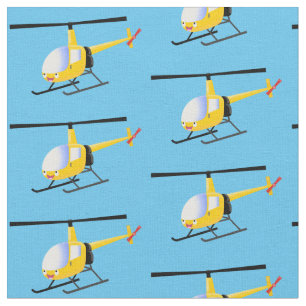 Tissu Hélicoptère de dessin animé jaune mignon heureux