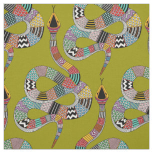 Tissu herbe de serpent graphique verte