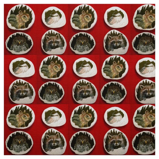 Tissu Heureux amis d'hiver (Échantillon)