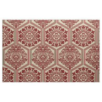 Tissu Hexagones du XIe siècle - Rouge foncé sur lin