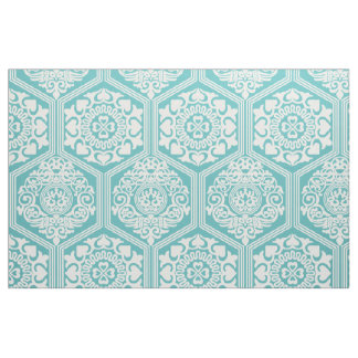 Tissu Hexagones du XIe siècle - Turquoise et Blanc