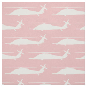 Tissu HH-60 Pave Hawk Silhouette blanc sur rose