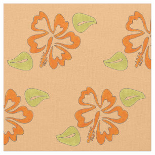 Tissu Hibiscus hawaïen orange Fleurs des îles tropicales