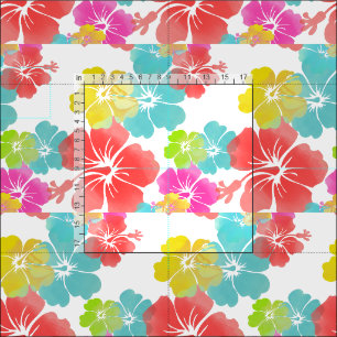 Tissu hibiscus/rose/vert/aqua de PixDezines