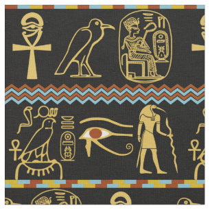 Tissu Hiéroglyphes égyptien Yeux de Horus Motif en mos