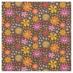 Tissu Hippie Psychédélique les années 70 Fleurs Super Mo