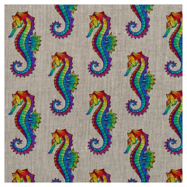 Tissu Hippocampe polygonal arc-en-ciel (Échantillon)