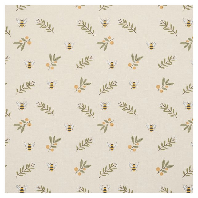 Tissu Honey Bee Greenery Pastel Almond (Échantillon)