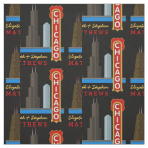 Tissu Horizon personnalisé de Chicago l'Illinois de nom