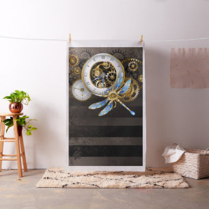 Tissu Horloge à vapeur avec libellule mécanique