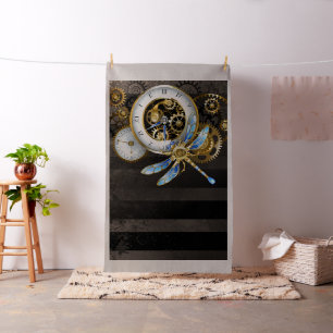 Tissu Horloge à vapeur avec libellule mécanique