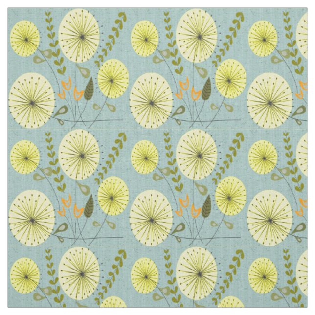Tissu Horloge Dandelion Du Milieu Du Siècle (Échantillon)